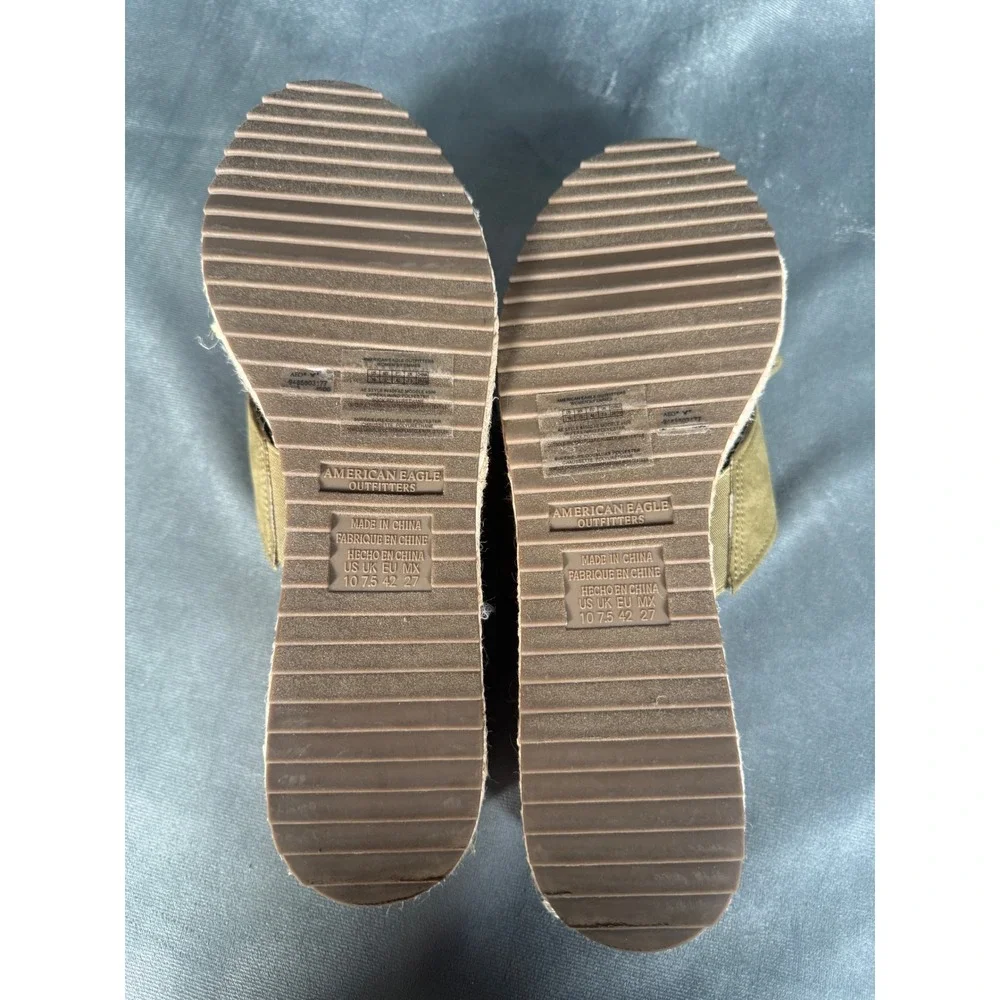 American Eagle Olive Sz 10 Espadrille Platform Sandals Tortoise Buckle‎ New